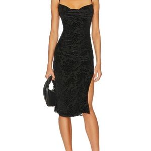 MORE TO COME Dena midi dress in black size XS